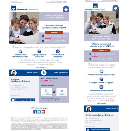 Intégration responsive d'emailing pour AXA