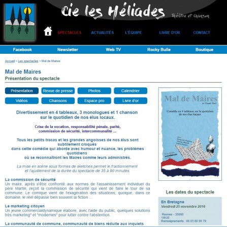 Les Héliades, site de la compagnie de théâtre