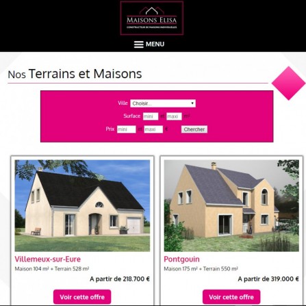 Refonte web site Maisons Elisa par Vincent Desbois