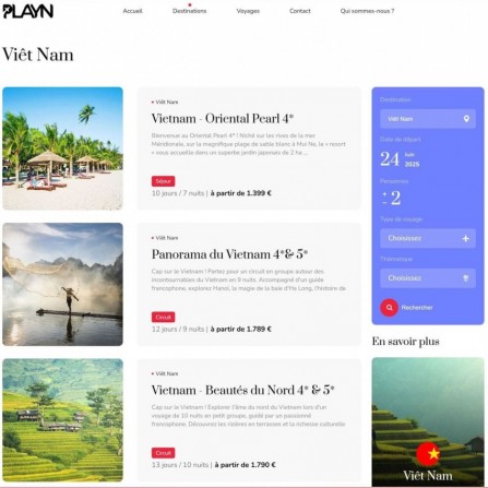 Playn, création site agence de voyages